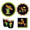 Mexican Festival Party Cactus Alpaca Theme Disposable Tableware Paper Plates Cups Foil Balloons Kid Birthday Decoration Supplies