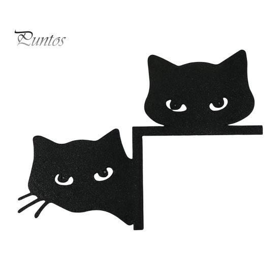 

Металлическая накладка на дверь в виде кота, двусторонняя, декор на Хэллоуин, Рождество, кошечка, угловая рамка, настенный знак, винтажное жуткое украшение A