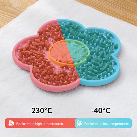 Silicone Pet Licking Mat Slow Feeder Mat with Suction Cups Flower Shape Lick Mat Prevents Overeating for Cats Dogs