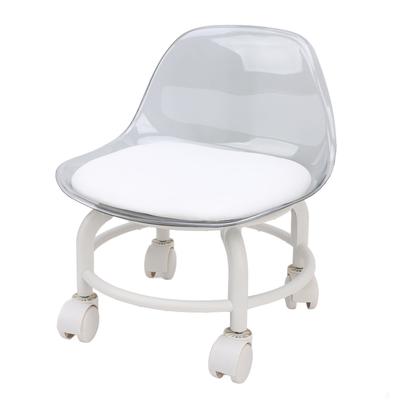 Niedriger Rollhocker mit Rädern Rückenlehne Klein Acryl Kurz Leise Rollensitz