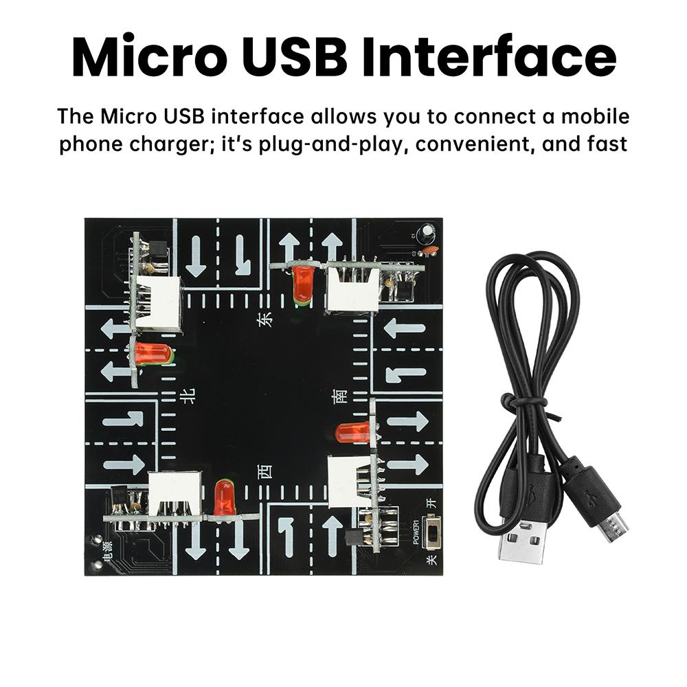 Intelligente Ampel Elektronisches DIY-Kit mit LED-Anzeige Micro-USB-Schnittstelle für Elektronik-Lötpraxis Lernspielzeug