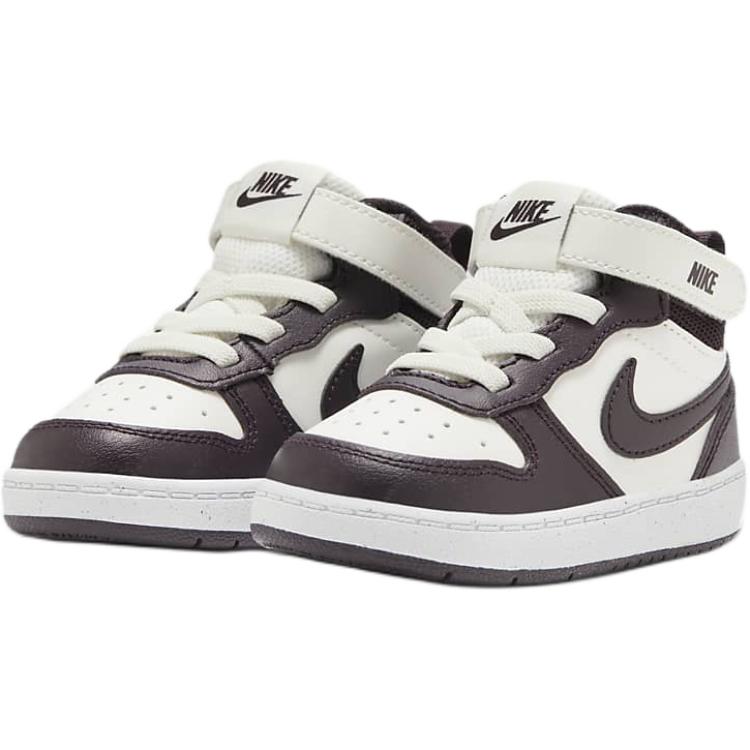 Nike Court Borough 2 Comfortable Durable Mid-Top Walking Shoes Baby Shoes White Beige CD7784-126