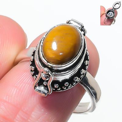 Natural Tiger Eye Gemstone 925 Sterling Silver Jewelry Ring Size 8.5 AR-17465