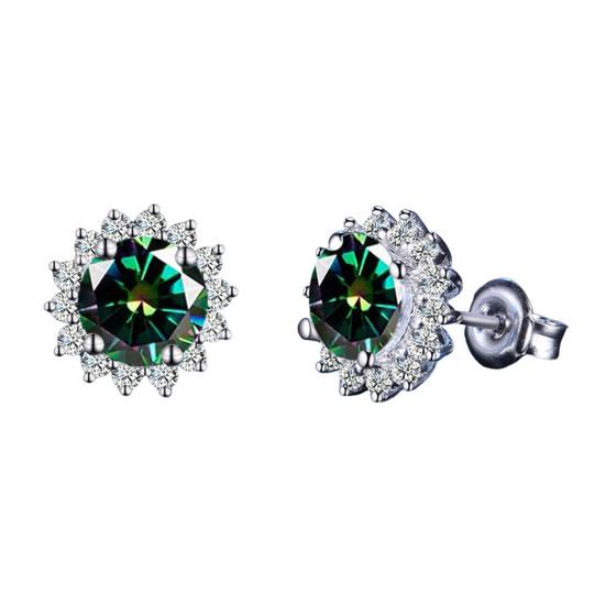 1 Pair Stud Earrings Sunflower Shape Cubic Zirconia Inlaid Ear Studs Women Geometric Earrings