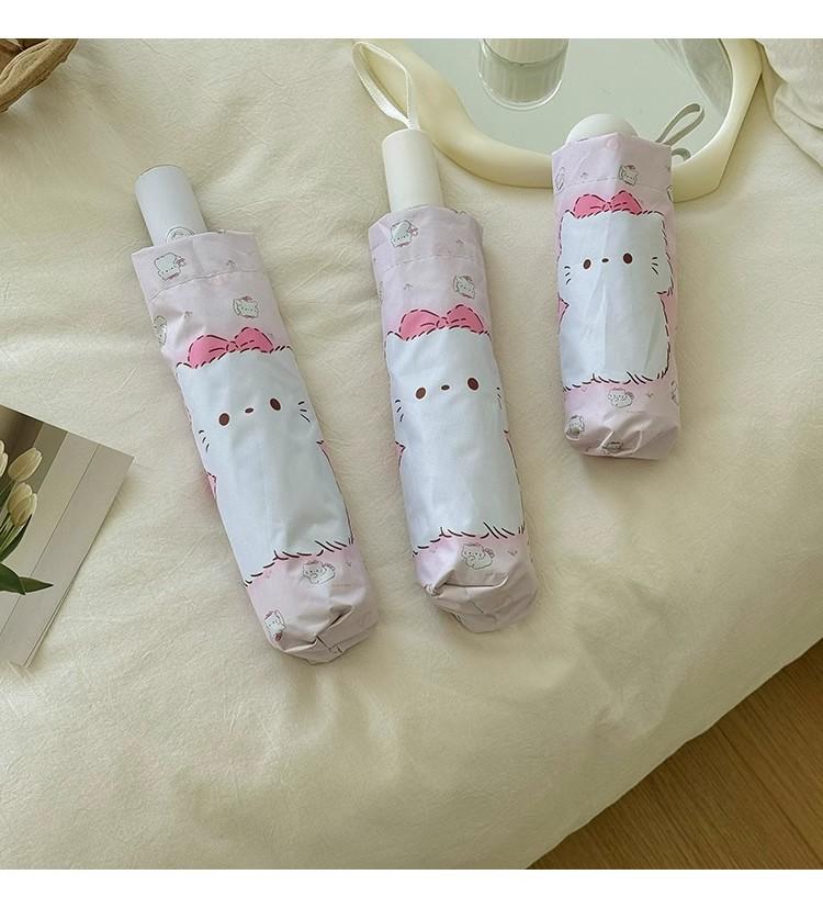 Cute Pink Kitten Folding Umbrella Sun Protection And Uv Rain Dual-Purpose Sun Umbrella Student Portable Sunshade