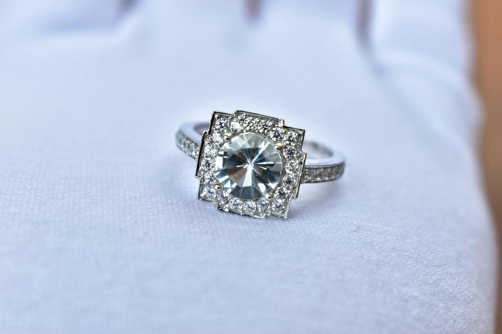 Natural Round White Topaz Engagement Ring, Topaz Engagement Ring, Bridal Ring, Sterling Silver Ring, Wedding Ring, Halo Ring , White Topaz