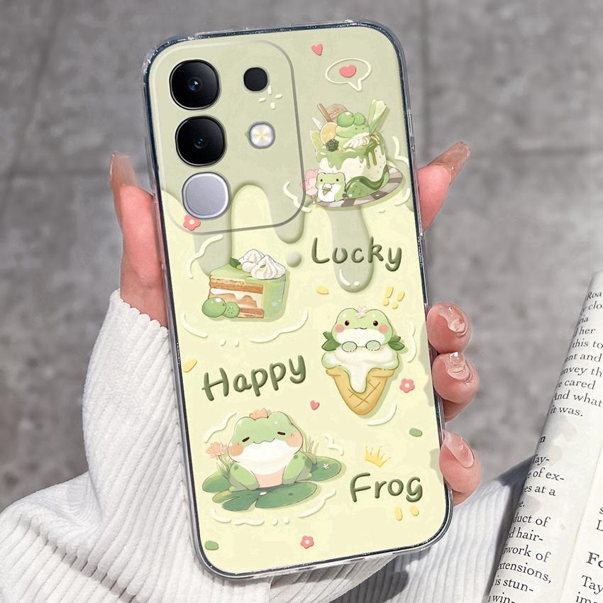 Shockproof Silicone Phone Cases For Vivo Y29 Y29s Y28 Y27 Y27t Y22 Y22s Y21 Y21e Y21s Y20 Y20i Beautiful Lavender Pattern Clear Covers For Vivo Casing