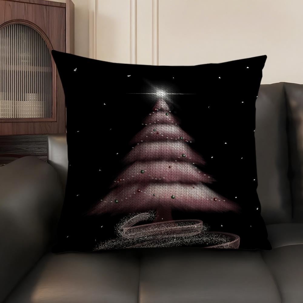 Christmas Tree Cool Printed Cushion Cover Natural Linen Organic Fabric DoubleSided Printing Sofa Home Decor Gift Pillow Case