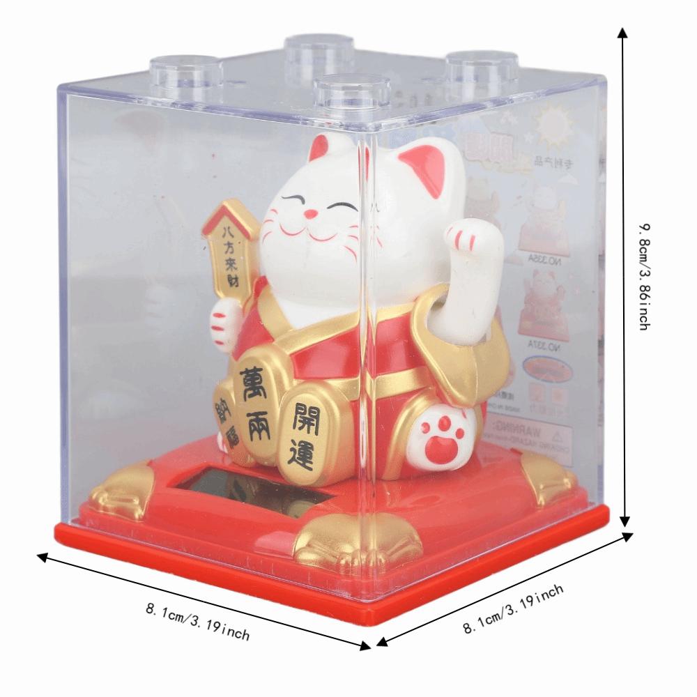 Red & Blue Mini Desktop Fortune Cat 3.19x3.86in Car Dashboard Cat Ornament  Car Interior Decor