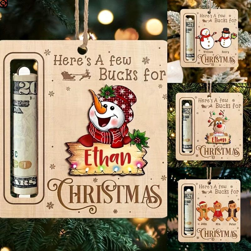 Wooden Christmas Money Holder Ornament Cash Gift Card Holder Hanging Decor Xmas Tree Pendant 2027 New Year Home Decor