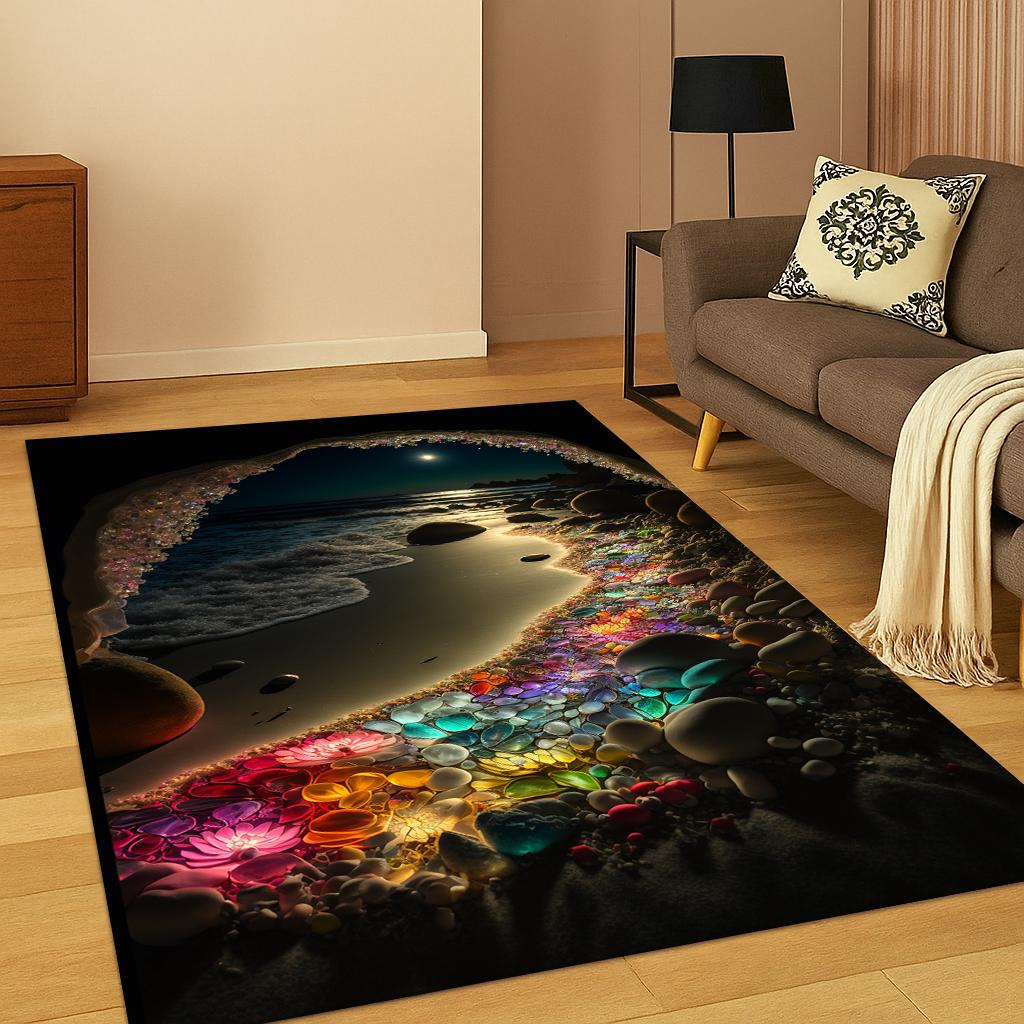 3D Colorful Dreamy Soft Stone Pebble Carpet Rug for Home Bedroom Living Room Sofa Doormat Kitchen Decor,Kid Game Non-slip Mat
