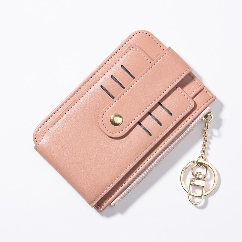 

Женский короткий кошелек Женский инс простой однотонный Студенческий многокарточный кошелек-клатч на молнии для мелочи розовый