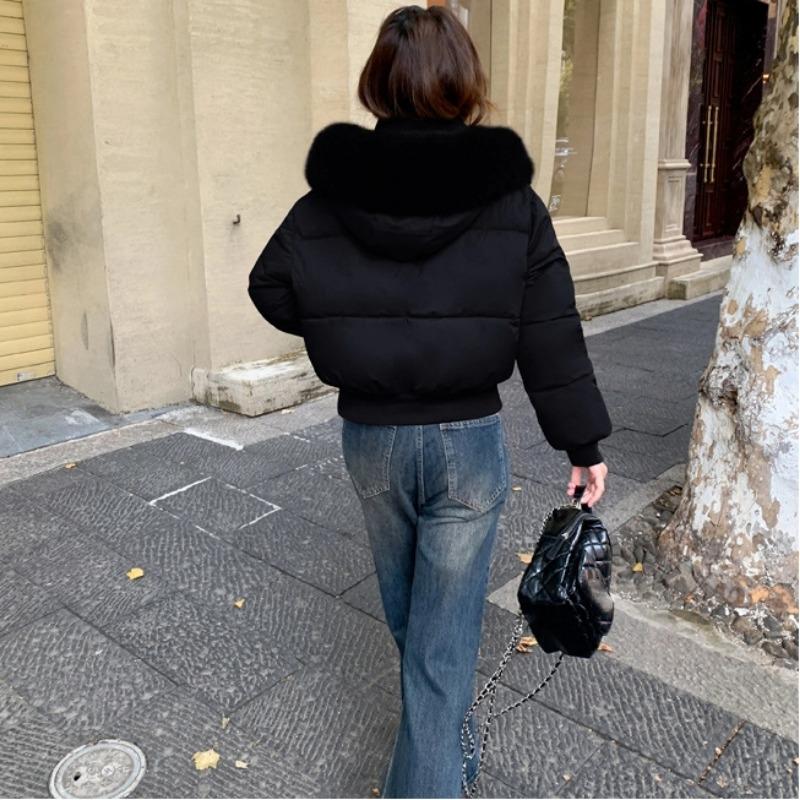 Winter Women's Ultra-short Loose Large Fur Collar Thickened Padded Jacket New Cotton Jacket for Women