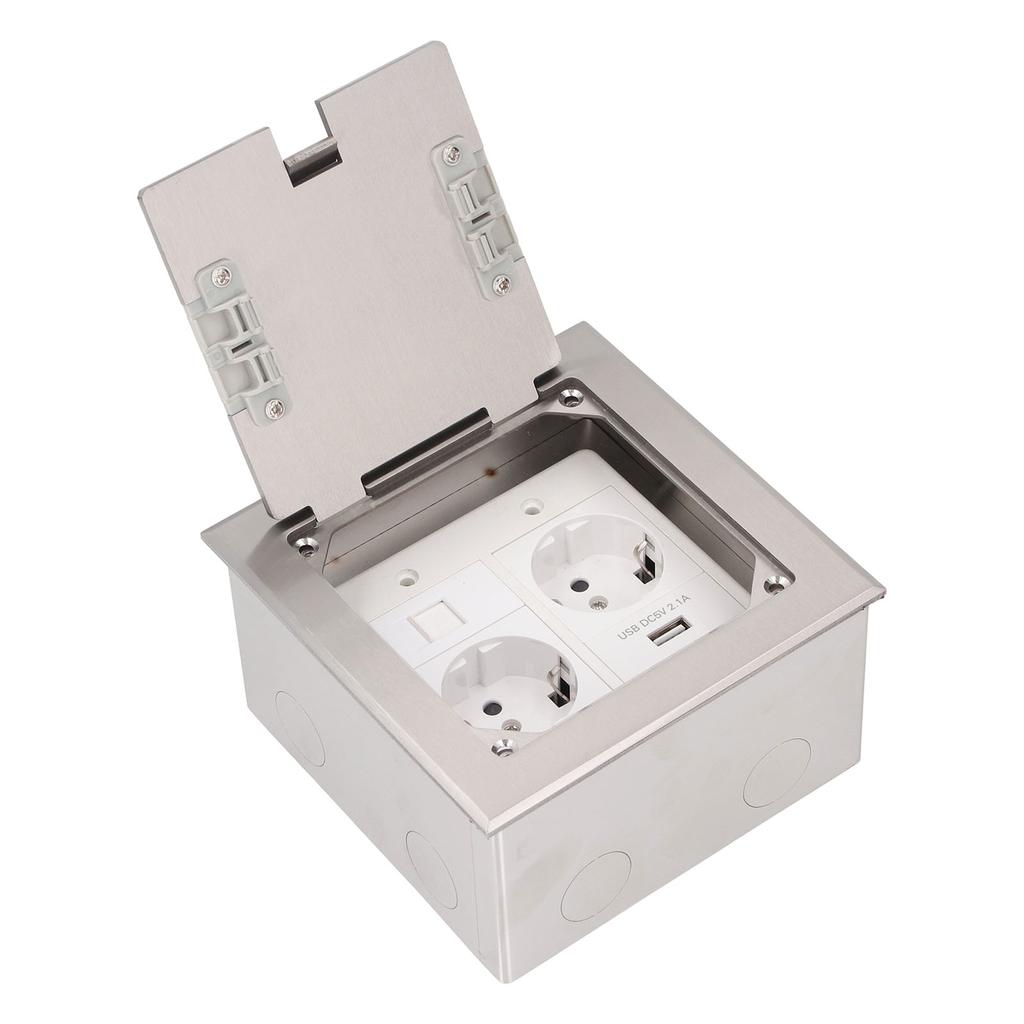 Recessed Floor Outlet 2500W 16A 2 Sockets 1 USB 1 Computer Port Embedded Floor Power Outlet