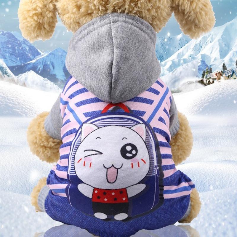 Four-legged Button Dog and Cat Clothing, Pet Supplies, Autumn and Winter Fleece Hoodie