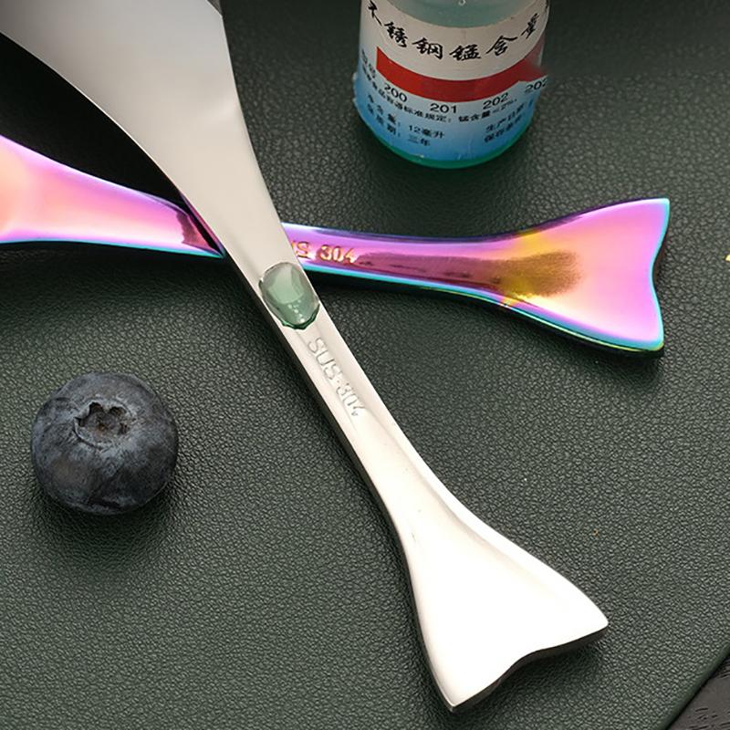 304 Stainless Steel Spoon Spoon Creative Fish-Shaped Cartoon Fish Spoon Dessert Spoon Rice Spoon Gold-Plated Stirring Spoons