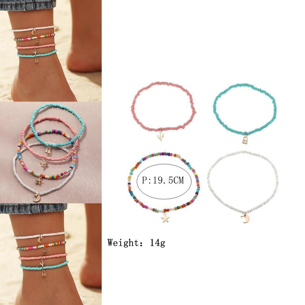 Bohemian Style Ankle Decor With Gemstoneinlaid Pendants For Women Gift Idea