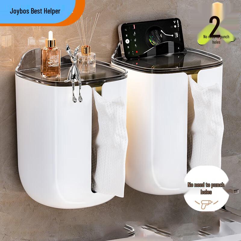 Jia Bang Shou Drill-Free Wall Tissue Box with Phone Holder
