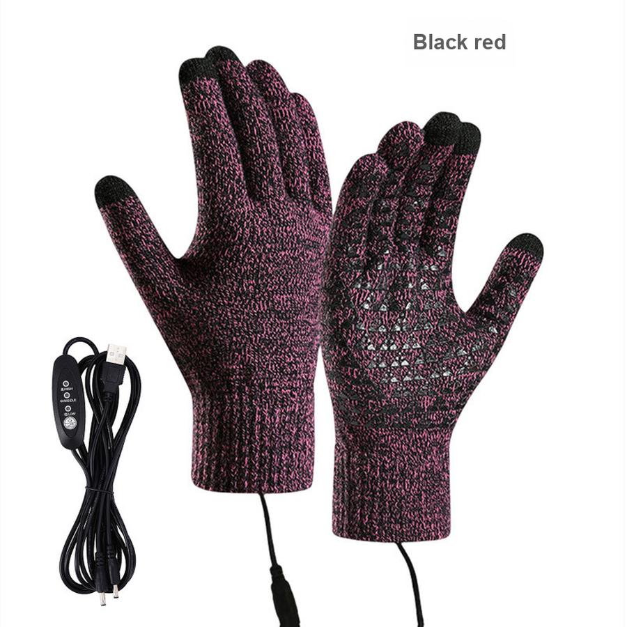 USB Heated Gloves Winter Warm Control Touch Screen Office Outdoor Skiing Riding Anti-Slip Gloves