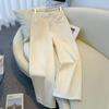 Women's Fleece-Lined Wide-Leg Pants: Solid Color, New Autumn/Winter Straight-Leg Petite Jeans.