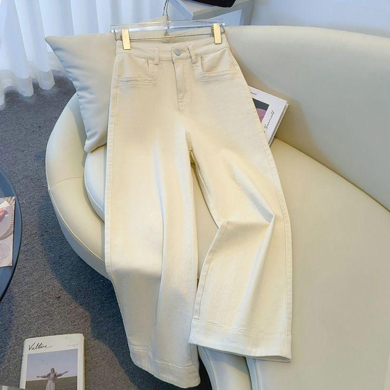 

Women s Fleece-Lined Wide-Leg Pants: Solid Color, New Autumn/Winter Straight-Leg Petite Jeans. 26 for 85-95 lbs