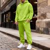Men's Color Hoodie and Jogger Pants Set with Elastic Waist and Cuffed Ankles for Casual Wear
