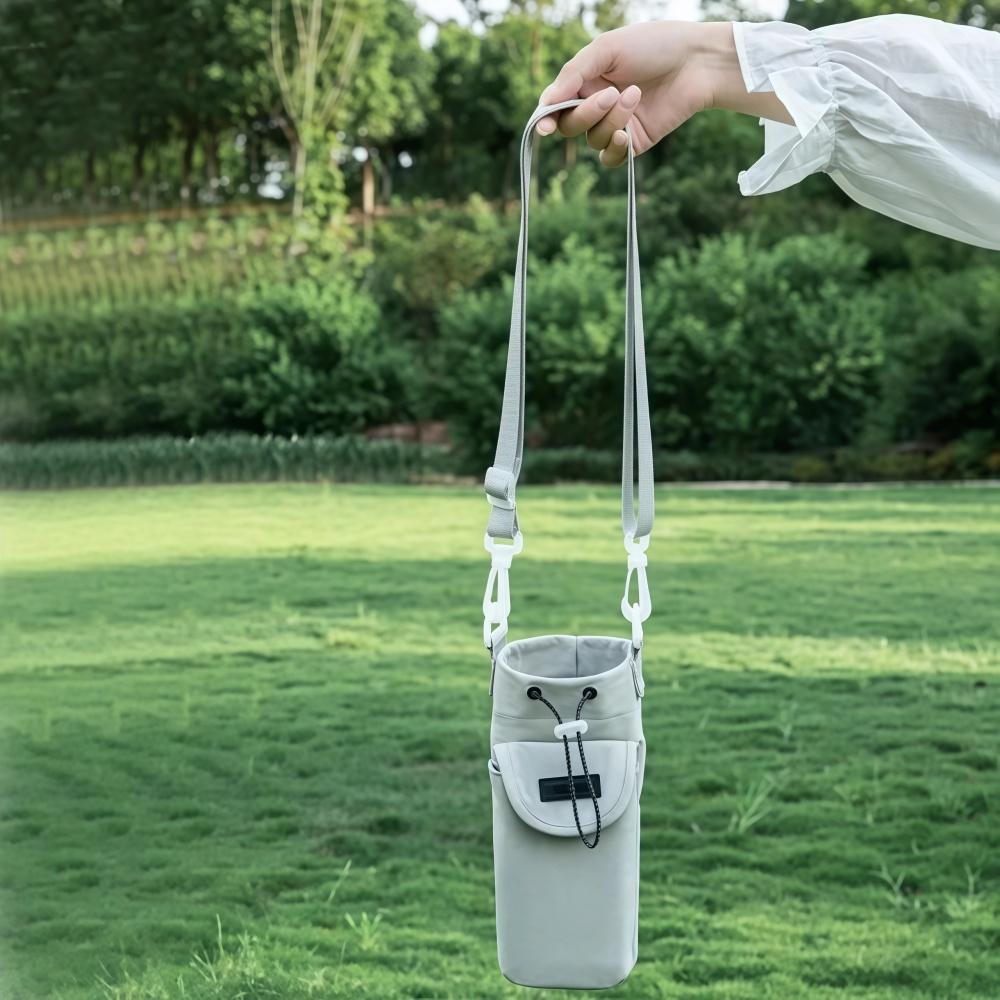 1PC Adjustable Shoulder Strap Water Bottle Bag with Phone Pocket Waterproof Water Bottle Carrier Bag Water Bottle Holder Pouch