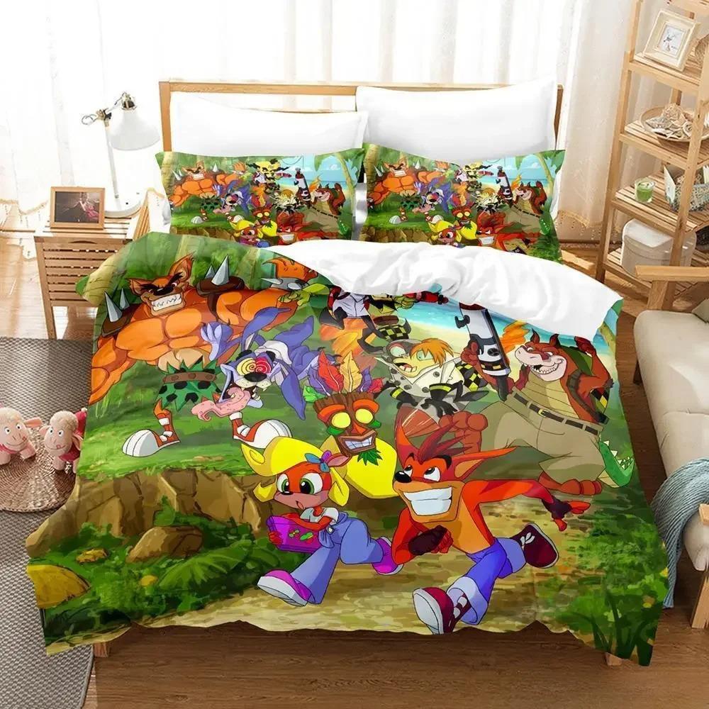 Crash Bandicoot Bed Cover Collection Single Size Single Size Full Queen Size King Size Size Bed Collection Adult Kid Bedroom Duvetcover Sets 3D