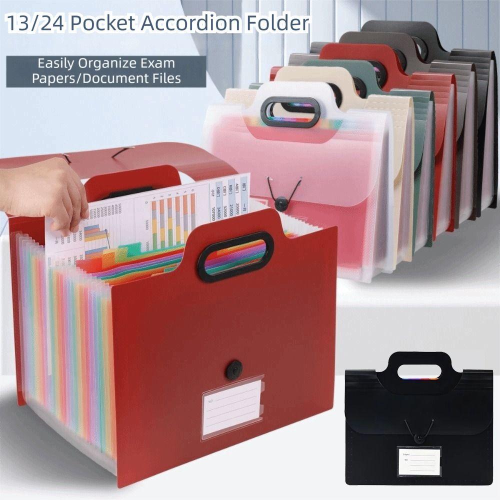 Buckle Closure Expanded File Folders Colorful Inner Pocket File Holder A4 Document Bag  Home