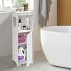 4-Tier White PVC Bathroom Storage Cabinet – Floor Standing Organizer with Ventilated Door – 35.4 Inch Tall
