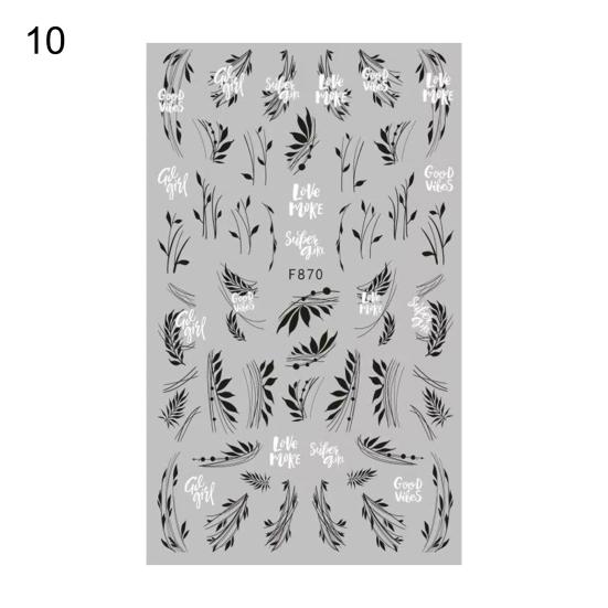 Autocolant pentru unghii cu flori Diverse modele Autocolant pentru transfer de unghii cu fluture, alb, negru, pentru vară