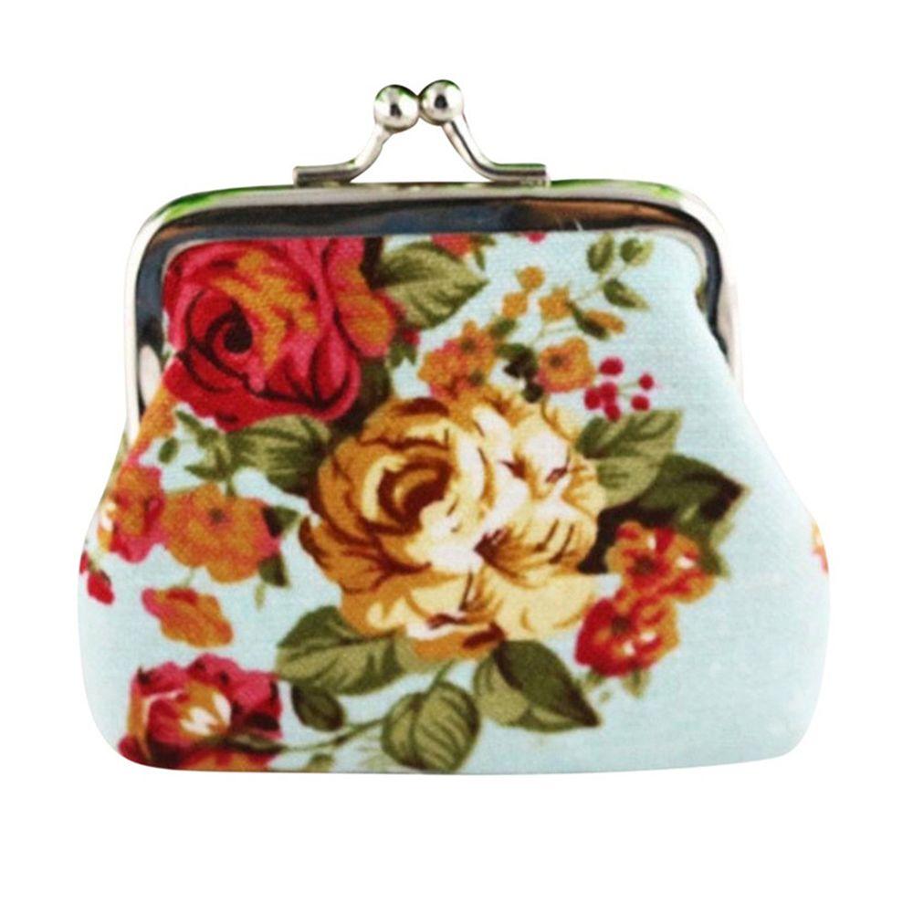 Women Floral Mini Hasp Retro Clutch Bag Small Wallet Credit Card Holder Coin Purse