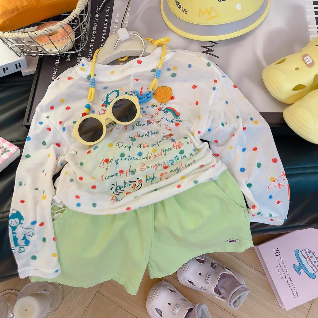 Kids' Colorful Polka Dot Light Long Sleeve Sun Protection T-Shirt Korean Style