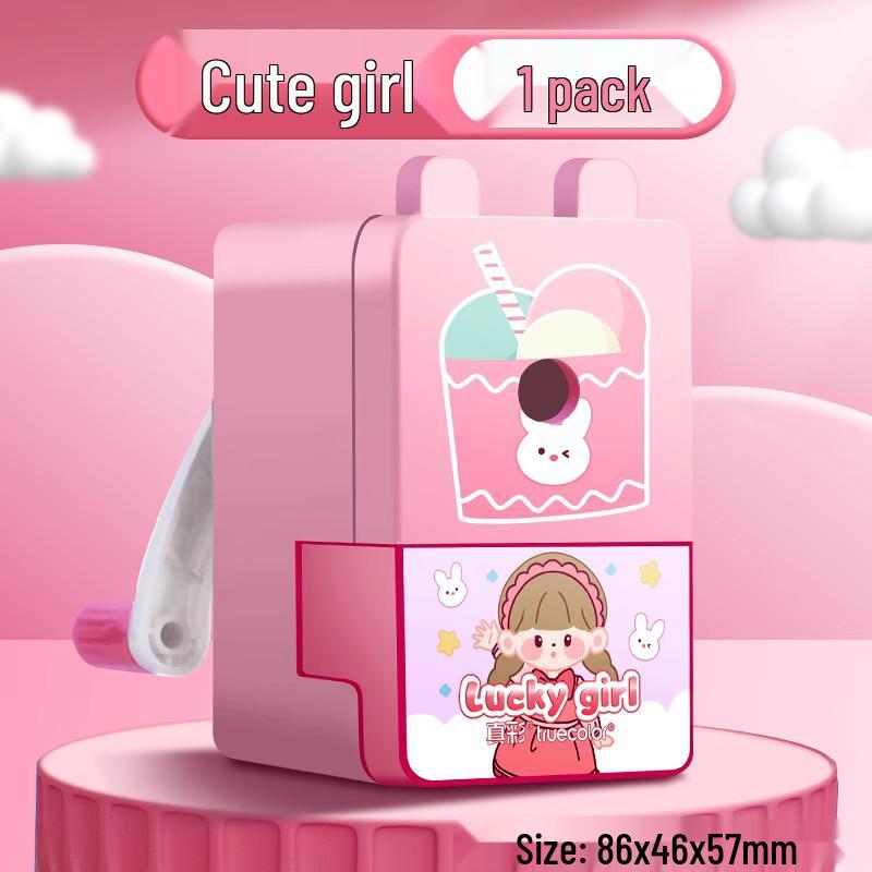 True Color Auto-Advance Hand-Crank Pencil Sharpener for Elementary Students - Multifunctional Spiral Design