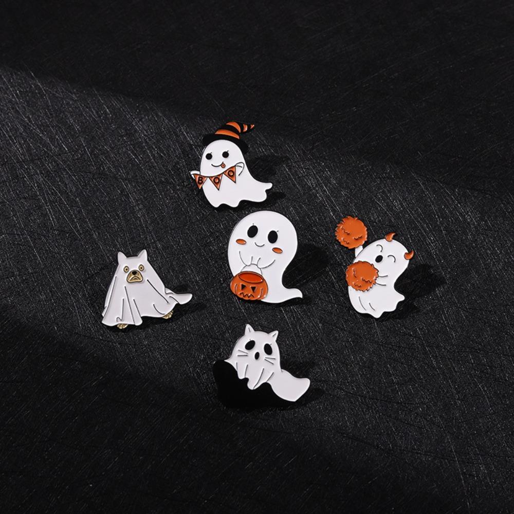 Zinc Zinc Alloy Ghost Enamel Pin Halloween Halloween Brooches Halloween Ghost Brooches  Toddlers/Friends