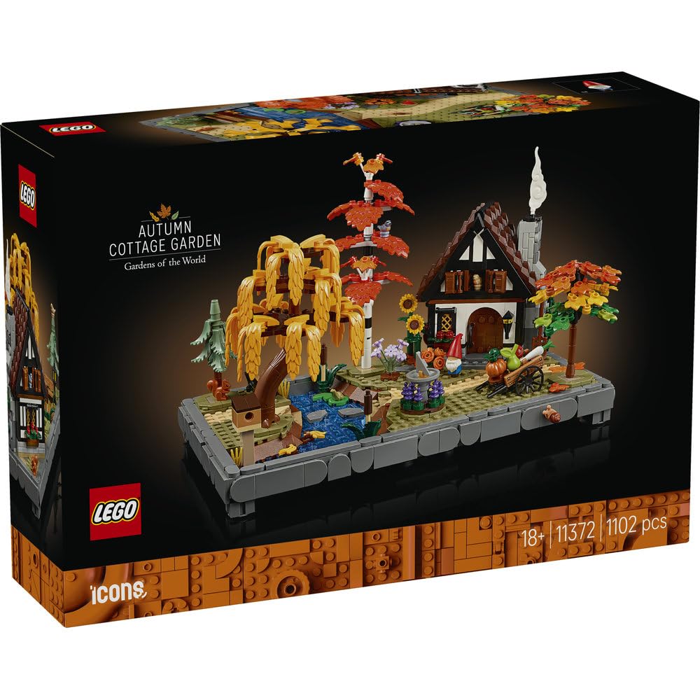 LEGO Icon Autumn Cottage Garden Toy, Birthday Gift, Building Blocks, Men's and Women's Home Decor, Stylish, Artificial Plants, Fake Greenery (11372)