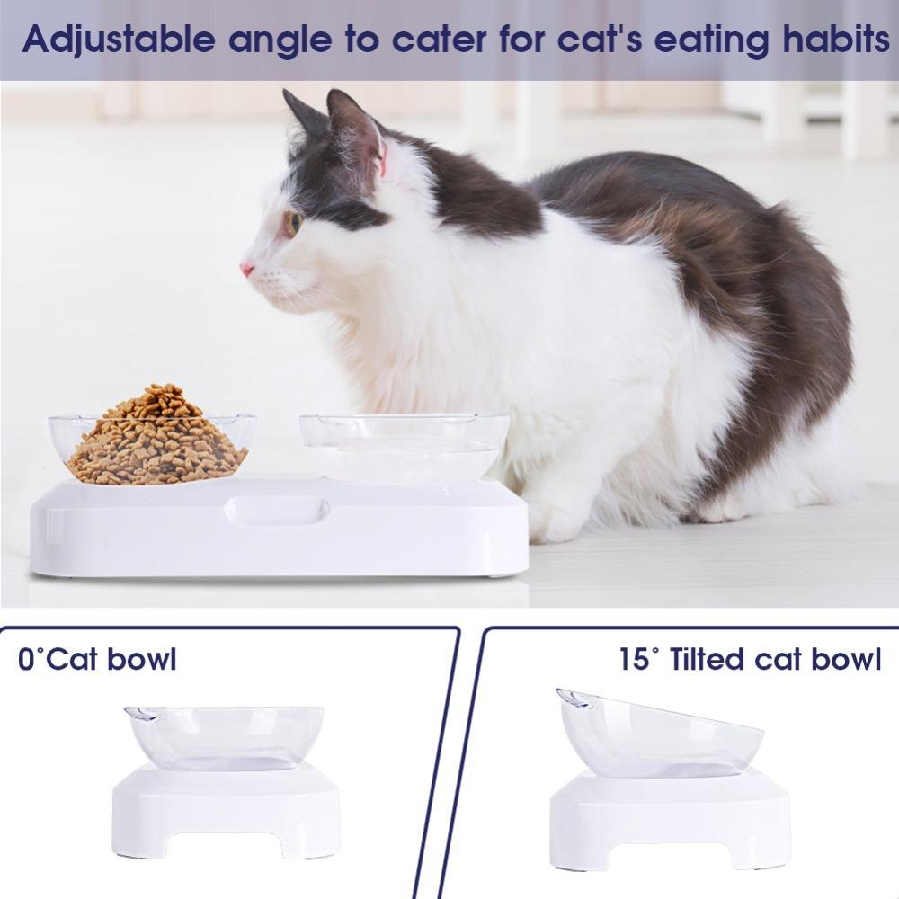 Transparent Elevated Cat Food Bowls 15 Degree Tilted Cat Ear Bowls Tilted Cat Bowls Home Use