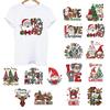 15pcs Christmas Cartoon Heat-Transfer Stickers Christmas Themed DTFTransfer Bundle PVC Vinyl Iron-On Decal Patches For T-Shirts