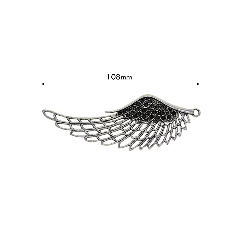 6 adet Tibet Gümüş Büyük Içi Boş Melek Kanat Charms Kolye Imi 108mm