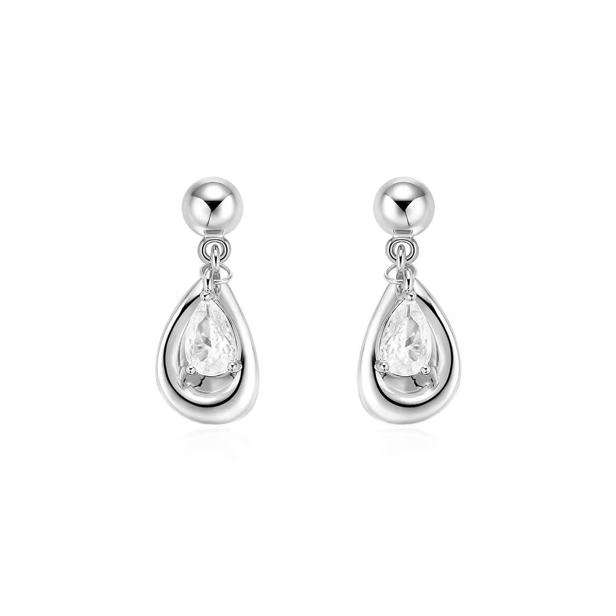 

New 925 Sterling Silver Water Drop-Shaped Earrings, Simple Women s Jewelry, Birthday Gift for Friend, Exquisite Jewelry платиновий