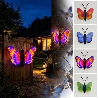 Waterproof LED Butterfly Light Solar Powered Color Changing Wall Lamp Garden Lighting
