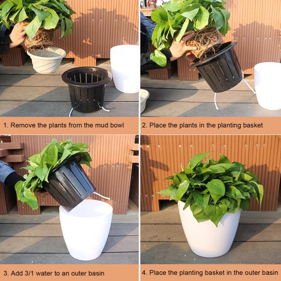 6 st/set Praktiskt bra absorptionsblomkruka Automatisk effektiv växtbehållare i plast för hemmet