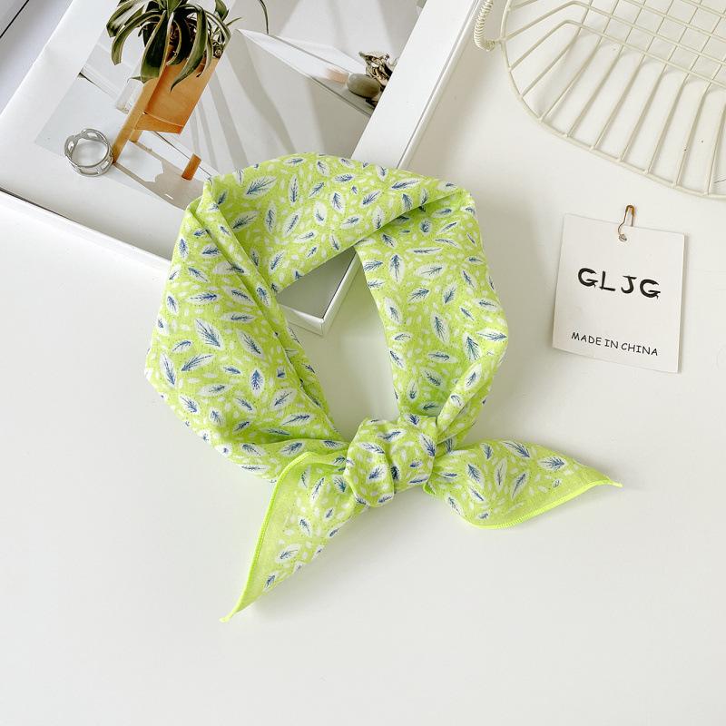 55 Cotton And Linen Headscarf Summer And Autumn Floral Silk Scarf Sweet Versatile Square Scarf Small Scarf Women'S Thin Decorative Silk Scarf