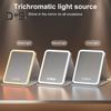 LED-beleuchteter Schminkspiegel, 3 Farbmodi, einstellbar, 2-in-1-Klappkosmetikspiegel, per USB wiederaufladbar, tragbarer Reise-Kosmetikspiegel