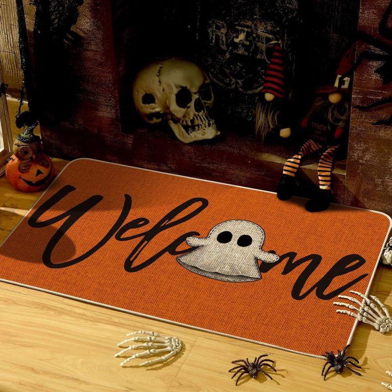 American Style Halloween Welcome Doormat Dirt Resistant Easy To Clean Entryway Rug Holiday Decorative Floor Carpet