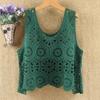 New T-Shirt Women Knitting Lace Vest O-Neck Hollow Summer Style Basic Tops Tees Loose Clothing