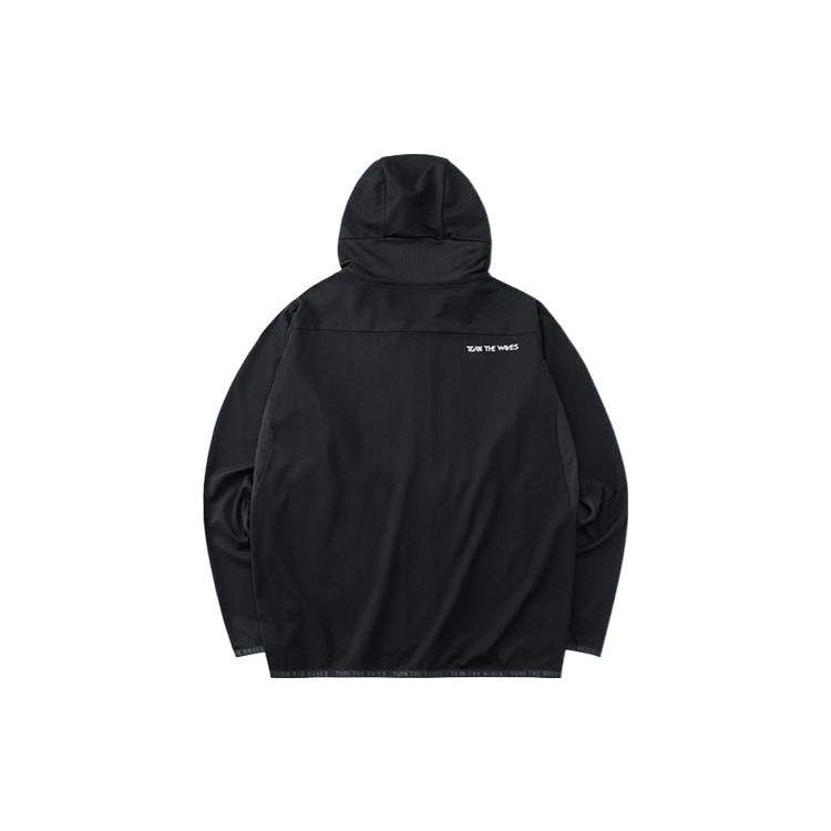 Anta Basketball Series Letter Print Zip Hooded Jacket Men Outerwear Black 152221702-4