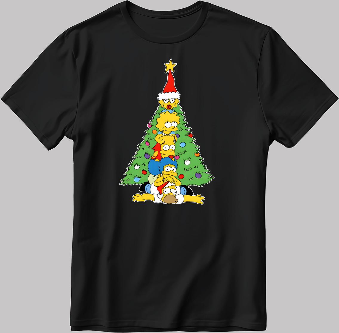 The Simpsons, Simpson Christmas Short Sleeve White-Black Men/ Women T Shirt KA42 3XL