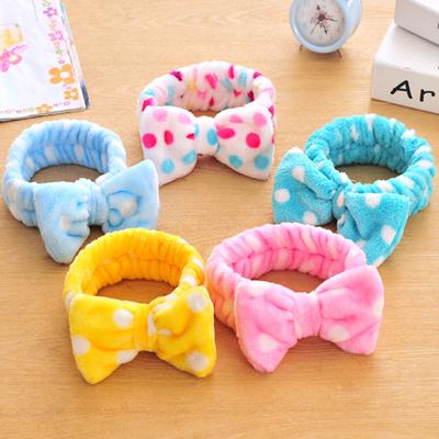 Coral Velvet Bow Headband Plush Microfiber Headband Face Scarf Makeup Face Band