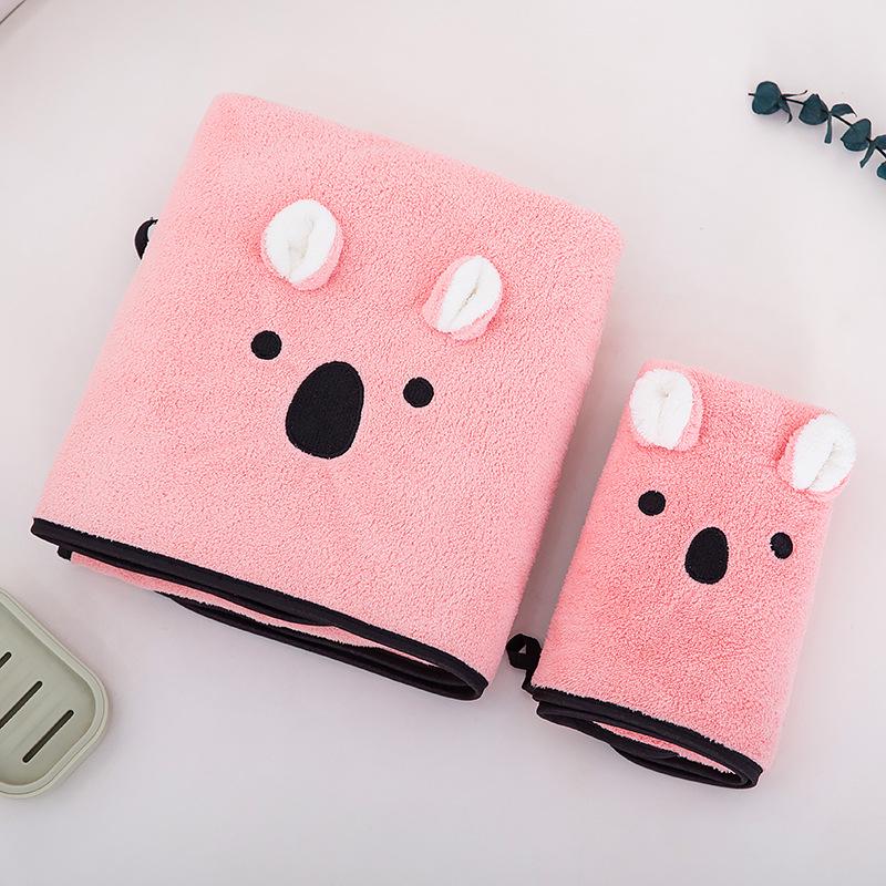 Cartoon Coral Fleece Quick-Dry Face and Bath Towel - Soft, Absorbent, Lint-Free for Men and Women